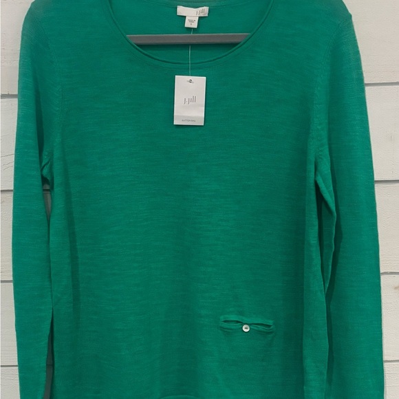 J. Jill NWT Surf Green Long Sleeve Tee. Linen cotton blend. Size small - Picture 3 of 13